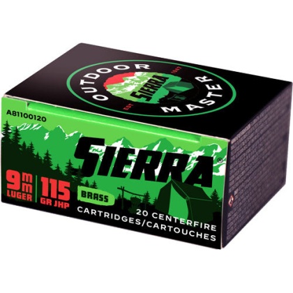 Sierra Ammo Outdoor Master - 9mm 115gr Jhp 20-pack