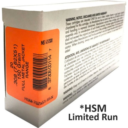 Hsm Ammo .308 Win. 150gr. Fmj - 20-pack