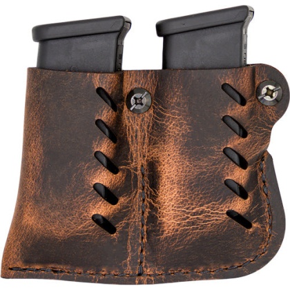 Versacarry Leather Dbl Mag Pch - Double Stack Distressed Brn