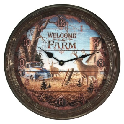 RIVERS EDGE DEER NOSTALGIC METAL CLOCK 15\