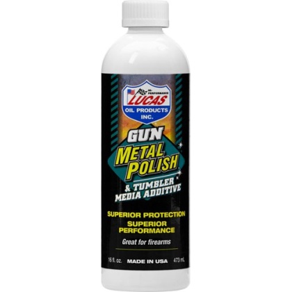 LUCAS OIL 16OZ GUN METAL POLSH TUMBLER MEDIA ADDITIVE LIQUID