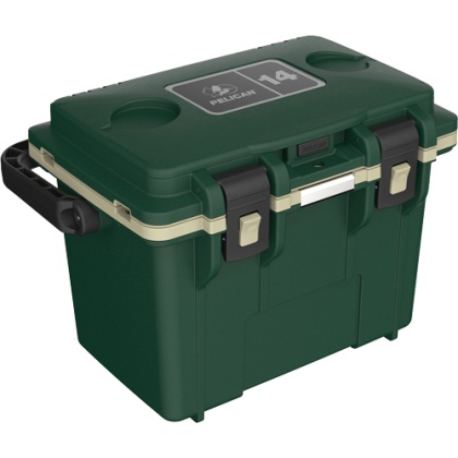 PELICAN COOLERS IM 14 QUART HUNTER GREEN/TAN  DRY STORAGE