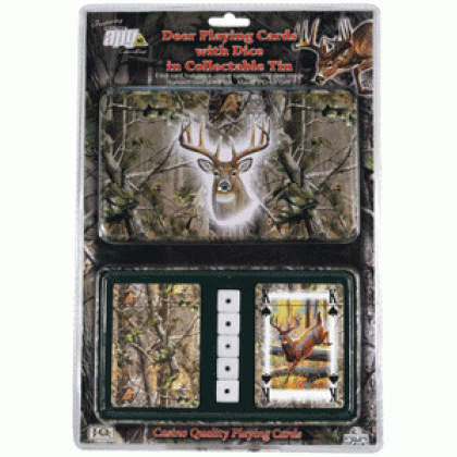 RIVERS EDGE CARDS & DICE TIN WHITETAIL DEER THEME