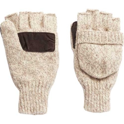 HOT SHOT BASICS RAGG WOOL POP- TOP MITTEN INSULATED OATMEAL