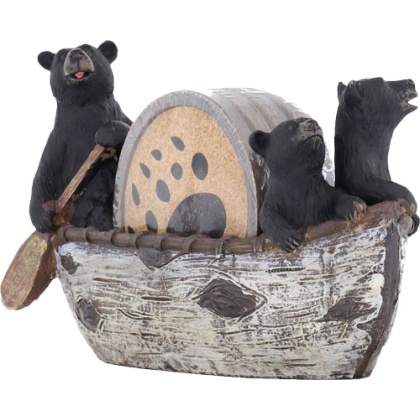 RIVERS EDGE BEARS IN A BOAT COASTER SET 4 PIECE