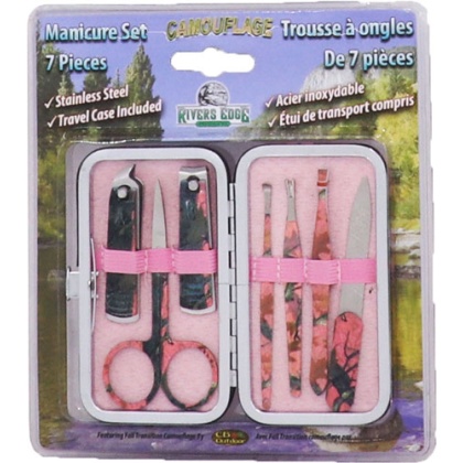 RIVERS EDGE WOMENS 7 PIECE MANICURE SET PINK CAMO