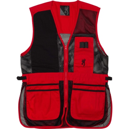 BROWNING MESH SHOOTING VEST R-HAND 2XL BLACK/RED TRIM