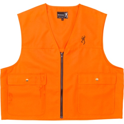 BROWNING SAFETY VEST BUCK MARK LOGO BLAZE ORANGE LARGE