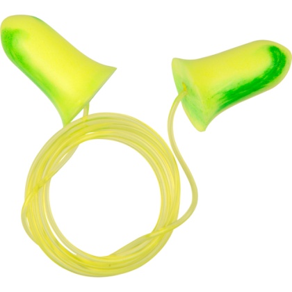 ULTRX TETHERED TAPERED FOAM EAR PLUGS 5-PAIR LIME/YELLOW