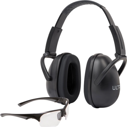 ULTRX BLOCKER EAR & EYE COMBO 23DB BLACK MUFF/CLEAR EYES