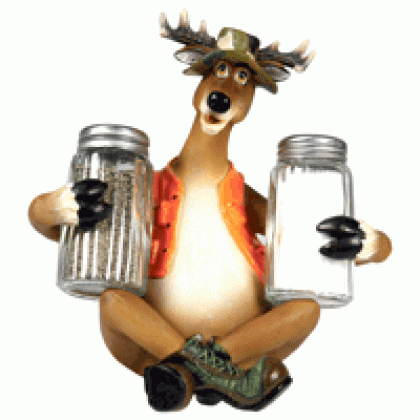 RIVERS EDGE DEER HOLDING SALT & PEPPER SHAKERS