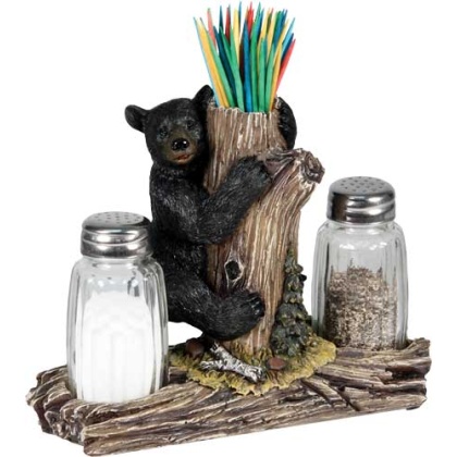 RIVERS EDGE BEAR SALT & PEPPER SHAKERS & TOOTHPICK HOLDER