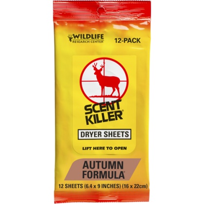 WRC DRYER SHEETS SCENT KILLER AUTUMN FORMULA 12-PACK