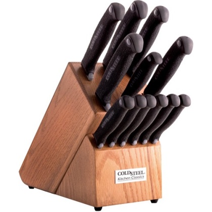 COLD STEEL KITCHEN CLASSICS SET W/ WOOD BLOCK 12 KNIVES