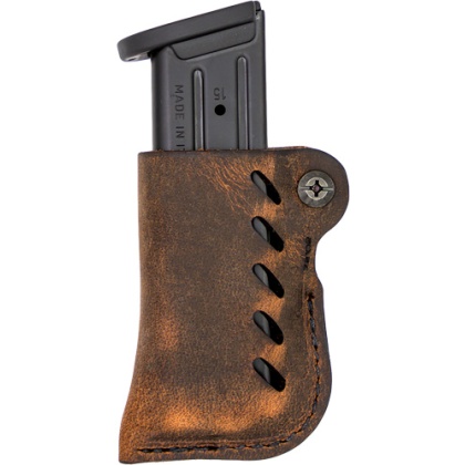 VERSACARRY LEATHER MAG HOLDER SINGLE STACK FLEX VENT DIS BRN