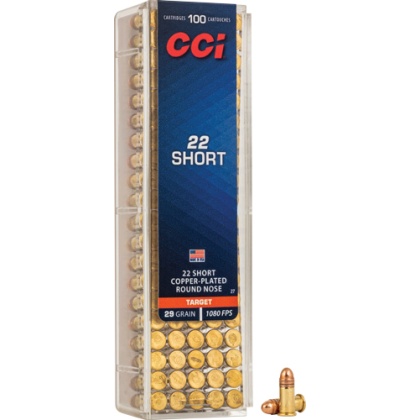 CCI 22 SHORT 29GR PLATED RN 1080FPS 100RD 50BX/CS