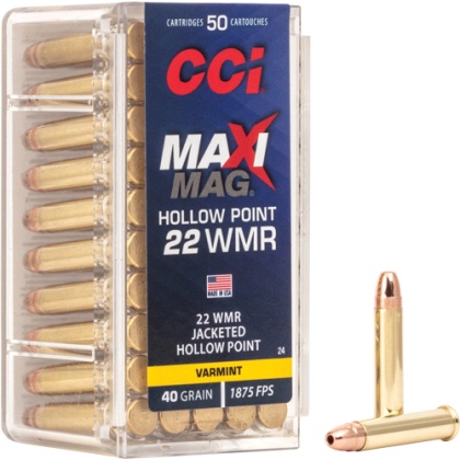 CCI MAXI-MAG 22WMR 40GR JHP 1875FPS 50RD 40BX/CS