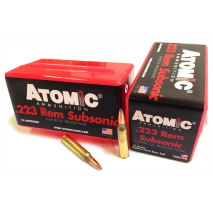 ATOMIC SUBSONIC 223 REM 77GR BTHP 50RD 10BX/CS