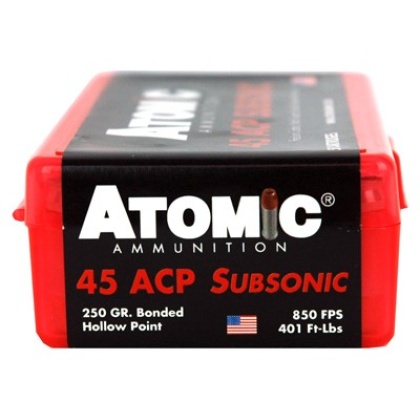 ATOMIC 45 ACP 250GR SUBSONIC JHP 50RD 10BX/CS