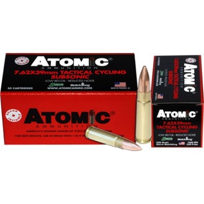 ATOMIC 7.62X39 220GR SUBSONIC BTHP 50RD 10BX/CS