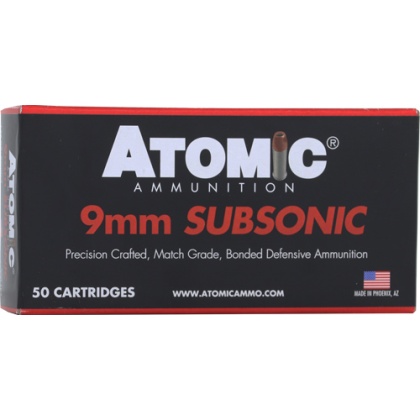 ATOMIC 9MM LUGER 147GR SUBSONIC JHP 50RD 10BX/CS