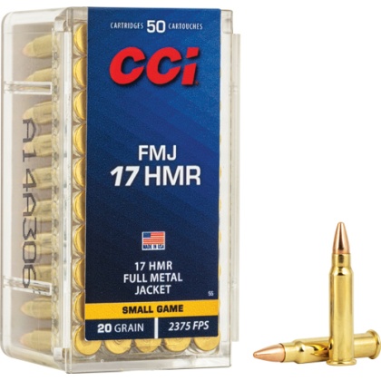 CCI 17HMR 20GR FMJ 2375FPS 50RD 40BX/CS