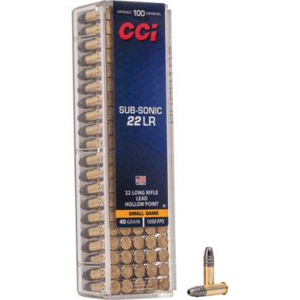 CCI SUBSONIC 22LR 40GR LEAD-HP 1050FPS 100RD 50BX/CS