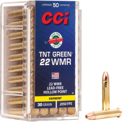 CCI TNT GREEN 22WMR LEAD FREE 2050FPS 50RD 40BX/CS