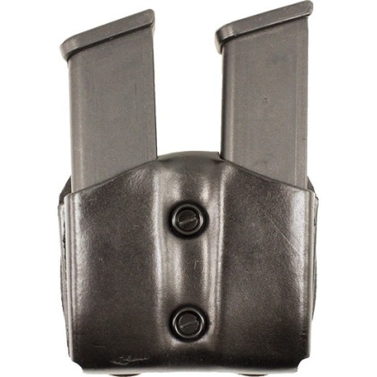 DESANTIS DOUBLE MAG POUCH OWB LEATHER FITS GLOCK 43 BLACK