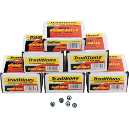 TRADITIONS BULLETS REVOLVER ROUNDBALL 36CAL .3756 100PK