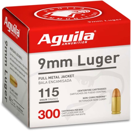 AGUILA 9MM LUGER 115GR FMJ-RN 300RD 4BX/CS