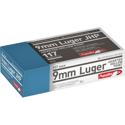 AGUILA 9MM LUGER 117GR JHP 50RD 10BX/CS