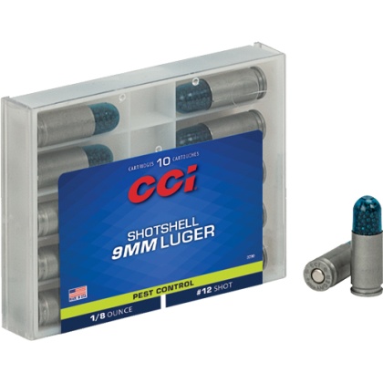 CCI SHOTSHELL 9MM LUGER 53GR #12 SHOT 10RD 20BX/CS