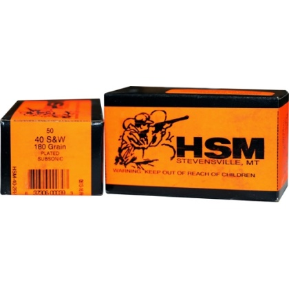 HSM SUBSONIC 40 SW 180GR LEAD-FN 50RD 20BX/CS