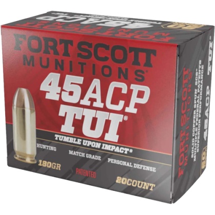 FORT SCOTT 45ACP 180GR TUI SOLID COPPER 20RD 25BX/CS