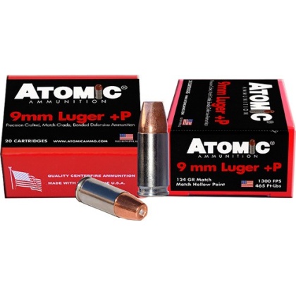 ATOMIC 9MM LUGER +P 124GR JHP 20RD 10BX/CS