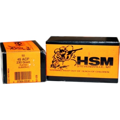 HSM SUBSONIC 45 ACP 230GR LEAD-RN 50RD 20BX/CS