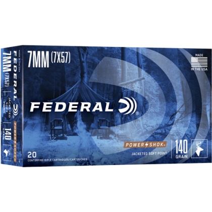 FEDERAL POWER-SHOK 7X57MM MAUSER 140GR SP 20RD 10BX/CS