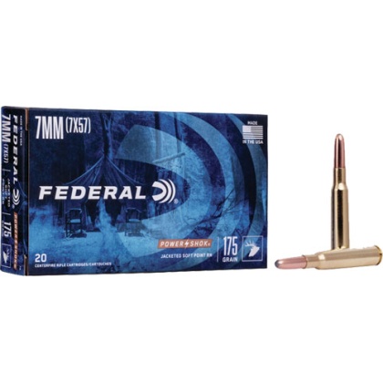 FEDERAL POWER-SHOK 7X57MM MAUSER 175GR SP 20RD 10BX/CS