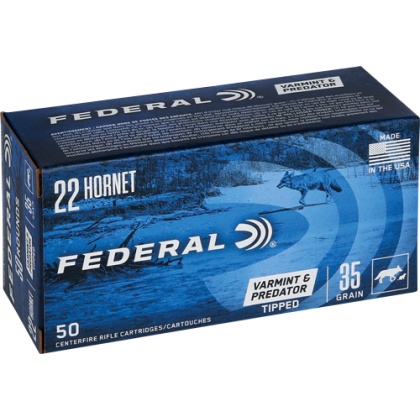 FEDERAL AE 22 HORNET 35GR TIPPED VARMINT 50RD 10BX/CS