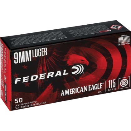 FEDERAL AE 9MM LUGER 115GR FMJ 50RD 20BX/CS