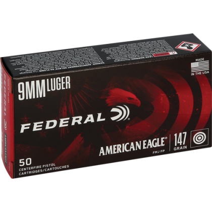 FEDERAL AE 9MM LUGER 147GR FMJ-FP 50RD 20BX/CS