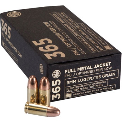 SIG 365 9MM LUGER 115GR FMJ 50RD 20BX/CS