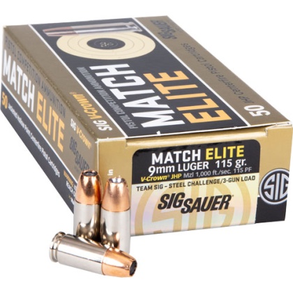 SIG 9MM LUGER 115GR ELITE COMPETITION JHP 50RD 10BX/CS