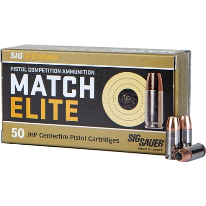 SIG 9MM LUGER 147GR ELITE COMPETITION JHP 50RD 20BX/CS