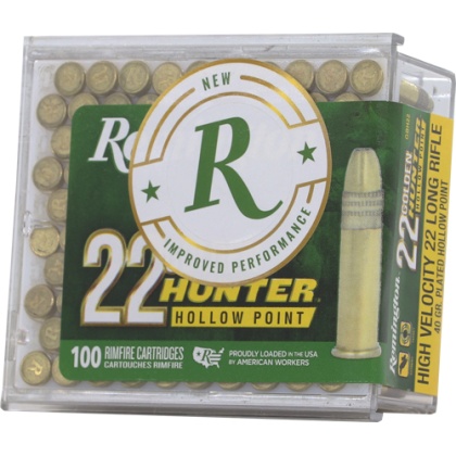 REMINGTON GOLDEN HUNTER 22LR 40GR PLATED HP 100RD 50BX/CS