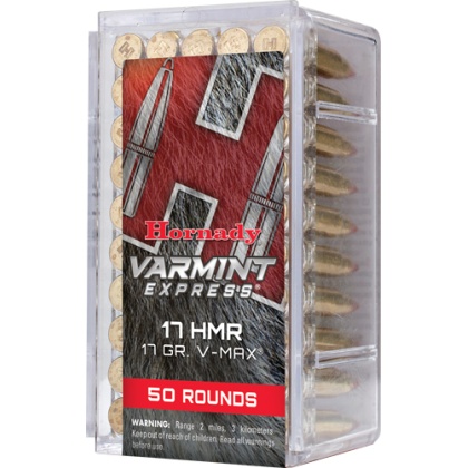 HORNADY 17HMR 17GR V-MAX 2550FPS 50RD 40BX/CS