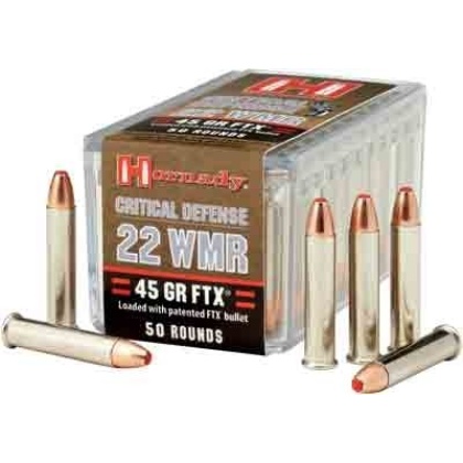 HORNADY CRITICAL DEFENSE 22WMR 45GR FTX 1000FPS 50RD 40BX/CS