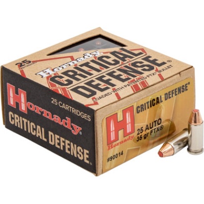 HORNADY CRITICAL DEFENSE 25 ACP 35GR FTX 25RD 10BX/CS