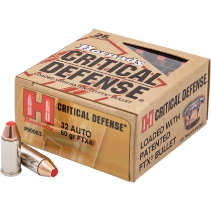 HORNADY CRITICAL DEFENSE 32 ACP 90GR FTX 25RD 10BX/CS